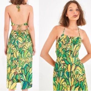 FARM Rio Green Bananas midi dress size M